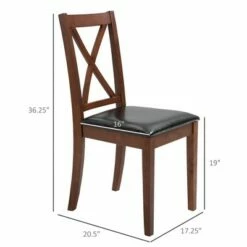 HOMCOM High Back Dining Chairs Set of 2 PU Upholstered Cross Back Design Armless Side Chairs with Solid Wood Legs Black -Dining Chairs And Benches Official Shop unnamed file 3955