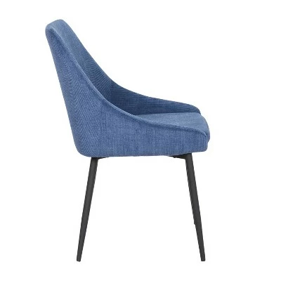 Set of 2 Diana Contemporary Dining Chairs Metal and Corduroy - LumiSource Black/gray 4 Set of 2 Diana Contemporary Dining Chairs Metal and Corduroy - LumiSource Black/gray - Image 2