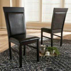 Set of 2 Thea Modern And Contemporary Faux Leather Upholstered Dining Chairs Dark Brown - Baxton Studio -Dining Chairs And Benches Official Shop unnamed file 3986