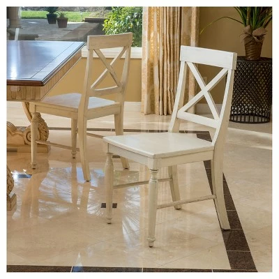 Set of 2 Rovie Acacia Wood Dining Chair - Christopher Knight Home Antique White 3 Set of 2 Rovie Acacia Wood Dining Chair - Christopher Knight Home Antique White