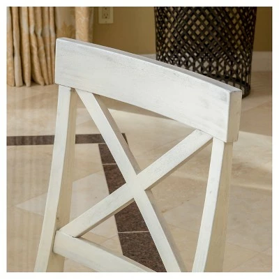 Set of 2 Rovie Acacia Wood Dining Chair - Christopher Knight Home Antique White 4 Set of 2 Rovie Acacia Wood Dining Chair - Christopher Knight Home Antique White - Image 2