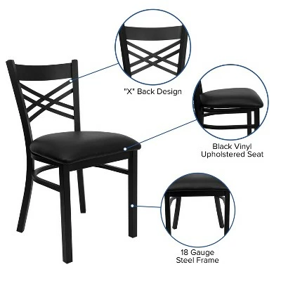 Flash Furniture Black ''X'' Back Metal Restaurant Chair 4 Flash Furniture Black ''X'' Back Metal Restaurant Chair - Image 2