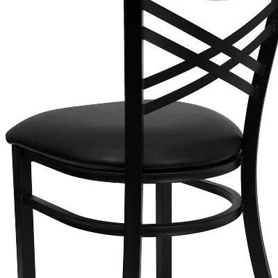 Flash Furniture Black ''X'' Back Metal Restaurant Chair 6 Flash Furniture Black ''X'' Back Metal Restaurant Chair - Image 4