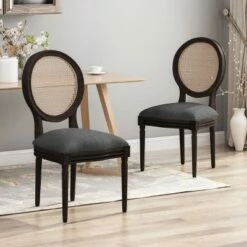 Set of 2 Govan Wooden Dining Chairs - Christopher Knight Home Navy Blue