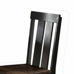 Set fo 2 Rubber Wood Dining Chair with Slatted Back Brown/Black - Benzara
