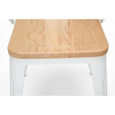 Set of 4 18" Industrial Modern Mid Back Galvanized Steel Chairs with Arms and Solid Ash Wood Seats White/Natural - OFM 10 Set of 4 18" Industrial Modern Mid Back Galvanized Steel Chairs with Arms and Solid Ash Wood Seats White/Natural - OFM - Image 8