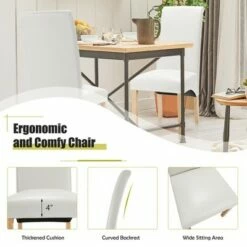 Costway Set of 2 Dining Chairs Upholstered Padded Side Chairs w/ Rubber Wood Legs BlackBeige -Dining Chairs And Benches Official Shop unnamed file 4131