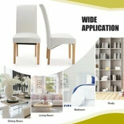 Costway Set of 2 Dining Chairs Upholstered Padded Side Chairs w/ Rubber Wood Legs BlackBeige -Dining Chairs And Benches Official Shop unnamed file 4132