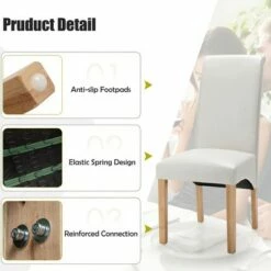 Costway Set of 2 Dining Chairs Upholstered Padded Side Chairs w/ Rubber Wood Legs BlackBeige -Dining Chairs And Benches Official Shop unnamed file 4133