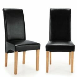 Costway Set of 2 Dining Chairs Upholstered Padded Side Chairs w/ Rubber Wood Legs BlackBeige -Dining Chairs And Benches Official Shop unnamed file 4137