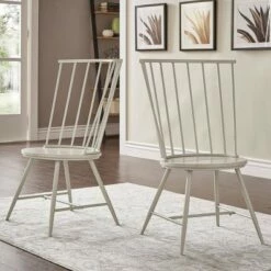 Set of 2 Irelyn High Back Windsor Classic Dining Chairs - Inspire Q Silver