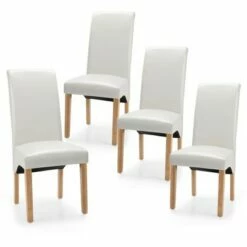 Costway Set of 4 Dining Chairs Upholstered Padded Side Chairs w/ Rubber Wood Legs BlackBeige -Dining Chairs And Benches Official Shop unnamed file 4198