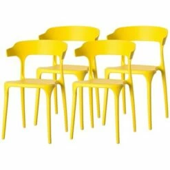 Fabulaxe Modern Plastic Outdoor Dining Chair with Open U Shaped Back -Dining Chairs And Benches Official Shop unnamed file 4243