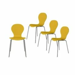 Set of 4 Saladin Mid-Century Modern Armless Dining Chairs - Handy Living White -Dining Chairs And Benches Official Shop unnamed file 4256