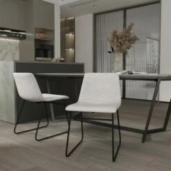 Emma and Oliver 18 Inch Indoor Dining Table Chairs, LeatherSoft Upholstery-Set of 2