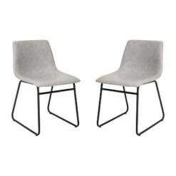 Emma and Oliver 18 Inch Indoor Dining Table Chairs, LeatherSoft Upholstery-Set of 2 -Dining Chairs And Benches Official Shop unnamed file 4357