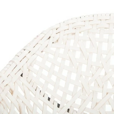 Jadis Leather Woven Dining Chair (Set of 2) - White/Dark Grey - Safavieh 7 Jadis Leather Woven Dining Chair (Set of 2) - White/Dark Grey - Safavieh - Image 5