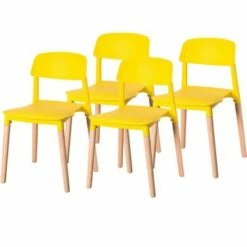 Fabulaxe Modern Plastic Dining Chair Open Back with Beech Wood Legs -Dining Chairs And Benches Official Shop unnamed file 4375