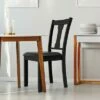 Costway Set of 2 Dining Room Chair Coffee Rubber Wood Frame and Upholstered Padded Seat