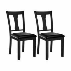 Costway Set of 2 Dining Room Chair Coffee Rubber Wood Frame and Upholstered Padded Seat -Dining Chairs And Benches Official Shop unnamed file 4457