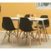 Fabulaxe Mid-Century Modern Style Plastic DSW Shell Dining Chair with Solid Beech Wooden Dowel Eiffel Legs