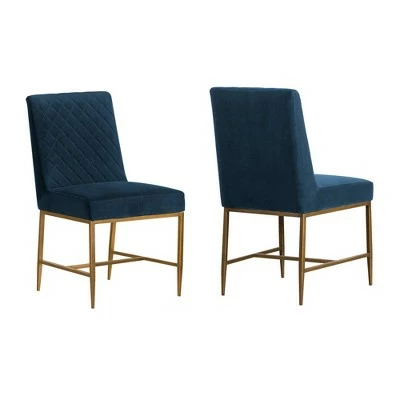 Set of 2 Memphis Dining Chairs - Armen Living Blue Velvet/accent Brass 10 Set of 2 Memphis Dining Chairs - Armen Living Blue Velvet/accent Brass - Image 8