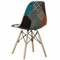 Fabulaxe Modern Fabric Patchwork Chair with Wooden Legs for Kitchen, Dining Room, Entryway, Living Room -Dining Chairs And Benches Official Shop unnamed file 4488