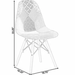 Fabulaxe Modern Fabric Patchwork Chair with Wooden Legs for Kitchen, Dining Room, Entryway, Living Room -Dining Chairs And Benches Official Shop unnamed file 4491