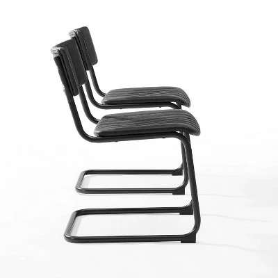 Set of 2 Conrad Cantilever Dining Chairs - Crosley Distressed Mocha/black 8 Set of 2 Conrad Cantilever Dining Chairs - Crosley Distressed Mocha/black - Image 6