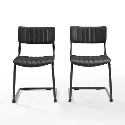 Set of 2 Conrad Cantilever Dining Chairs - Crosley Distressed Mocha/black 9 Set of 2 Conrad Cantilever Dining Chairs - Crosley Distressed Mocha/black - Image 7