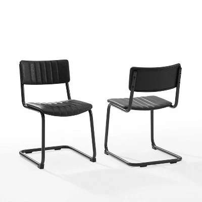 Set of 2 Conrad Cantilever Dining Chairs - Crosley Distressed Mocha/black 12 Set of 2 Conrad Cantilever Dining Chairs - Crosley Distressed Mocha/black - Image 10