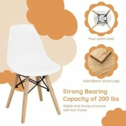 Costway 4 PCS Kids Chair Set Mid-Century Modern Style Dining Chairs w/ Wood Legs -Dining Chairs And Benches Official Shop unnamed file 4558