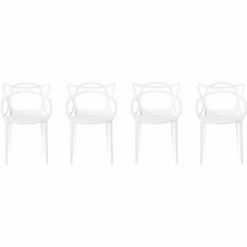 Fabulaxe Mid-Century Modern Style Stackable Plastic Molded Arm Chair with Entangled Open Back, White -Dining Chairs And Benches Official Shop unnamed file 457