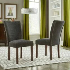 Set of 2 Quinby Upholstered Parson Dining Chairs Black Heather - Inspire Q