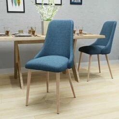 Set of 2 Sabina Mid Century Dining Chairs - Christopher Knight Home Blue