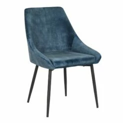 Set of 2 Diana Contemporary Dining Chairs Metal and Velvet - LumiSource Black/blue