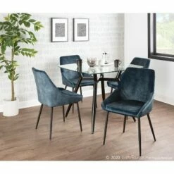 Set of 2 Diana Contemporary Dining Chairs Metal and Velvet - LumiSource Black/blue -Dining Chairs And Benches Official Shop unnamed file 4615