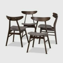 Set of 4 Britte Fabric Upholstered Wood Dining Chairs - Baxton Studio Beige/dark Brown -Dining Chairs And Benches Official Shop unnamed file 4625