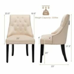 Costway Set of 2 Button-Tufted Dining Chair Upholstered Armless Side Chair