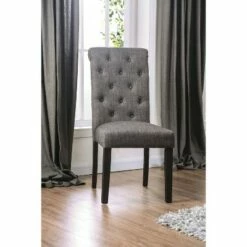 2pc Hepburn Scroll Back Side Chairs - HOMES: Inside + Out Antique Black/ivory