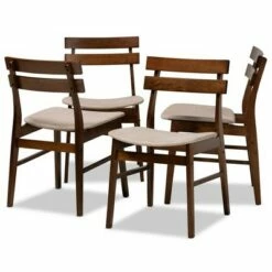 Set of 4 Devlin Upholstered Wood Dining Chairs - Baxton Studio Light Gray/walnut -Dining Chairs And Benches Official Shop unnamed file 4683