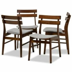 Set of 4 Devlin Upholstered Wood Dining Chairs - Baxton Studio Light Gray/walnut -Dining Chairs And Benches Official Shop unnamed file 4684