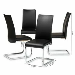 Set of 4 Cyprien Modern and Contemporary Faux Leather Upholstered Dining Chairs - Baxton Studio Black -Dining Chairs And Benches Official Shop unnamed file 473