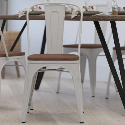 Merrick Lane Dining Chair With Curved Vertical Slatted Back And Textured Wood Seat 5 Merrick Lane Dining Chair With Curved Vertical Slatted Back And Textured Wood Seat - Image 3