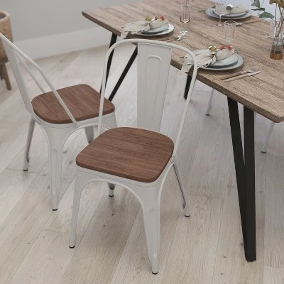Merrick Lane Dining Chair With Curved Vertical Slatted Back And Textured Wood Seat 6 Merrick Lane Dining Chair With Curved Vertical Slatted Back And Textured Wood Seat - Image 4