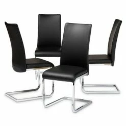 Set of 4 Cyprien Modern and Contemporary Faux Leather Upholstered Dining Chairs - Baxton Studio Black -Dining Chairs And Benches Official Shop unnamed file 474