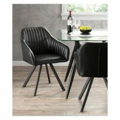 Set of 2 Clubhouse Contemporary Dining Chairs - LumiSource Metal/faux Leather Black/charcoal