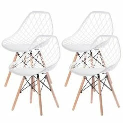 Fabulaxe Mid-Century Modern Style Plastic DSW Shell Dining Chair with Lattice Back and Wooden Dowel Eiffel Legs -Dining Chairs And Benches Official Shop unnamed file 4854