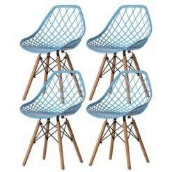 Fabulaxe Mid-Century Modern Style Plastic DSW Shell Dining Chair with Lattice Back and Wooden Dowel Eiffel Legs -Dining Chairs And Benches Official Shop unnamed file 4860