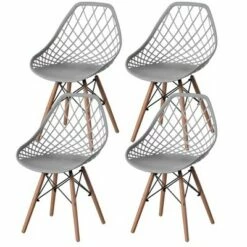 Fabulaxe Mid-Century Modern Style Plastic DSW Shell Dining Chair with Lattice Back and Wooden Dowel Eiffel Legs -Dining Chairs And Benches Official Shop unnamed file 4863